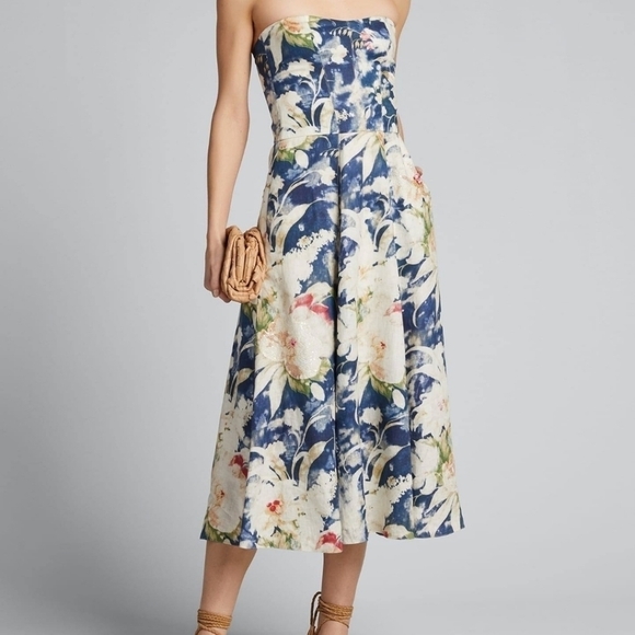 RALPH lauren purple label strapless 100% Linen dress